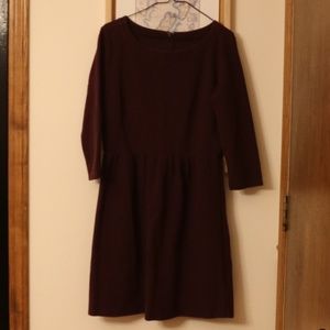 LOFT Eggplant Fit and Flare Dress